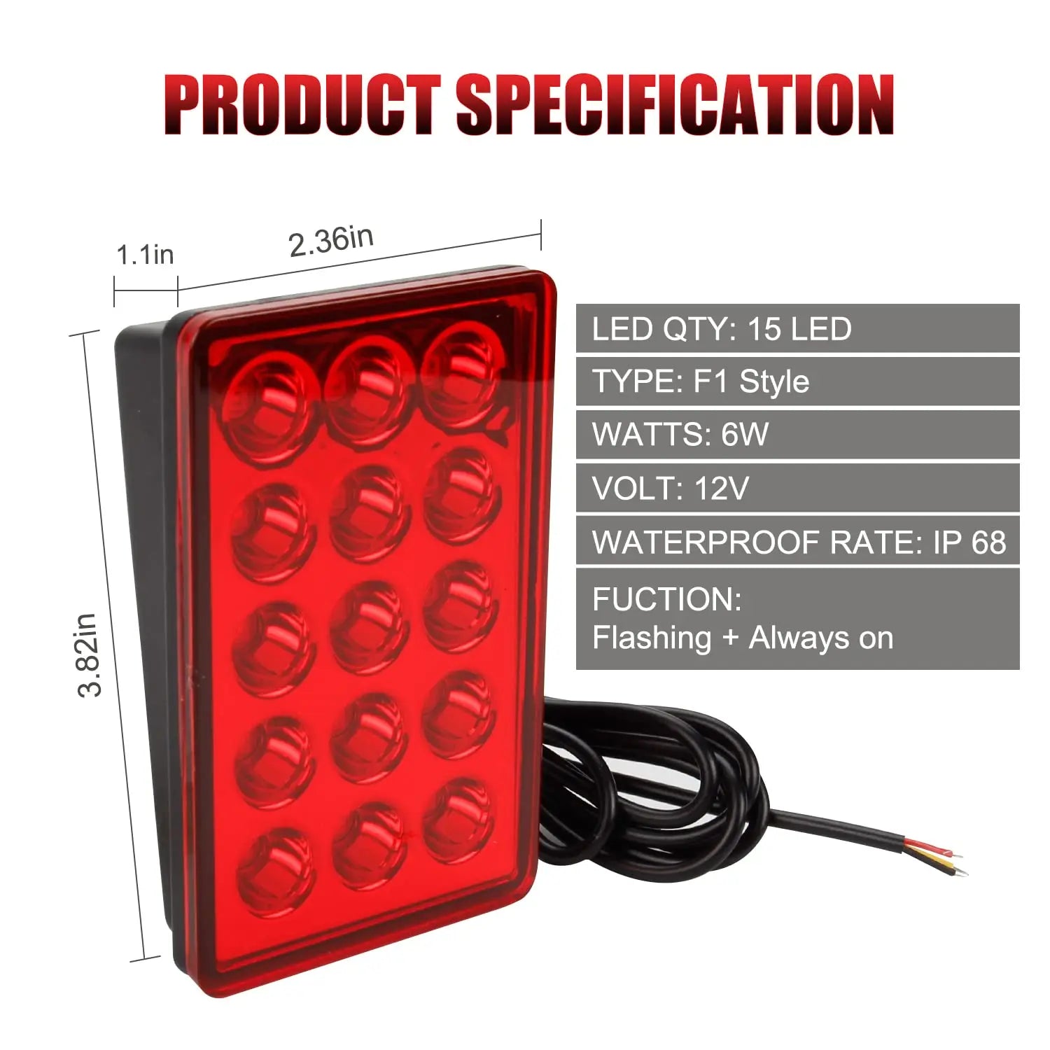 F1-Style LED Brake Lights (15-LED, 12V)