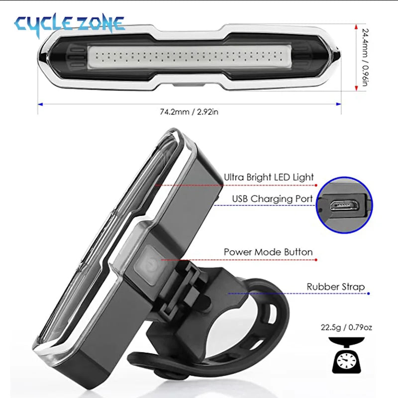 Ultra-Bright USB Rechargeable Bike Tail Light (5 Modes)