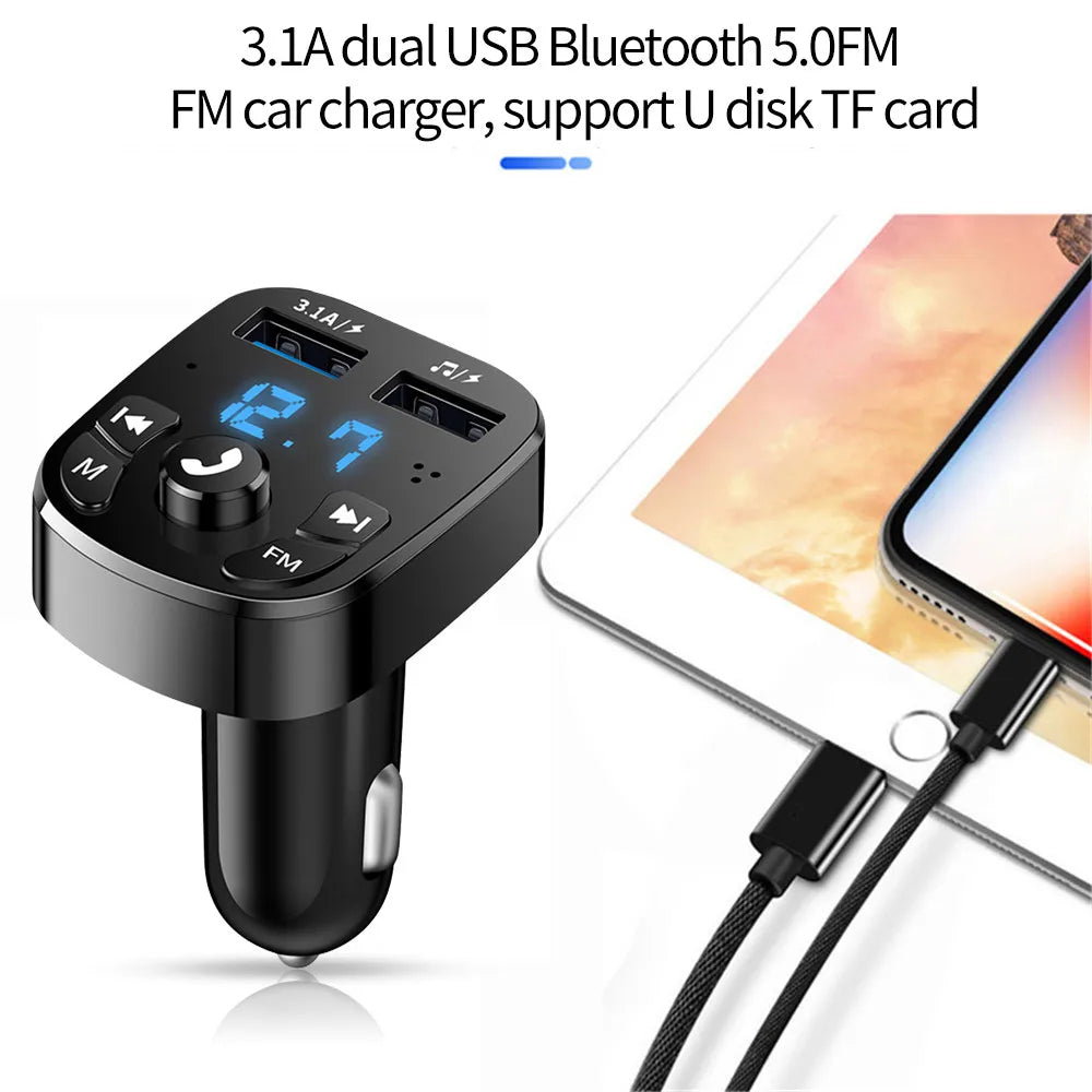 Bluetooth 5.0 FM Transmitter & Dual USB Car Charger