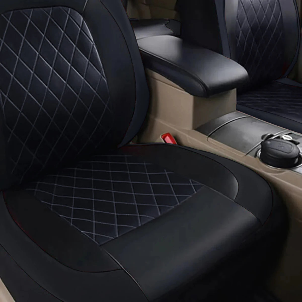 All-Season Quilted PU Leather Seat Covers (Full Set)