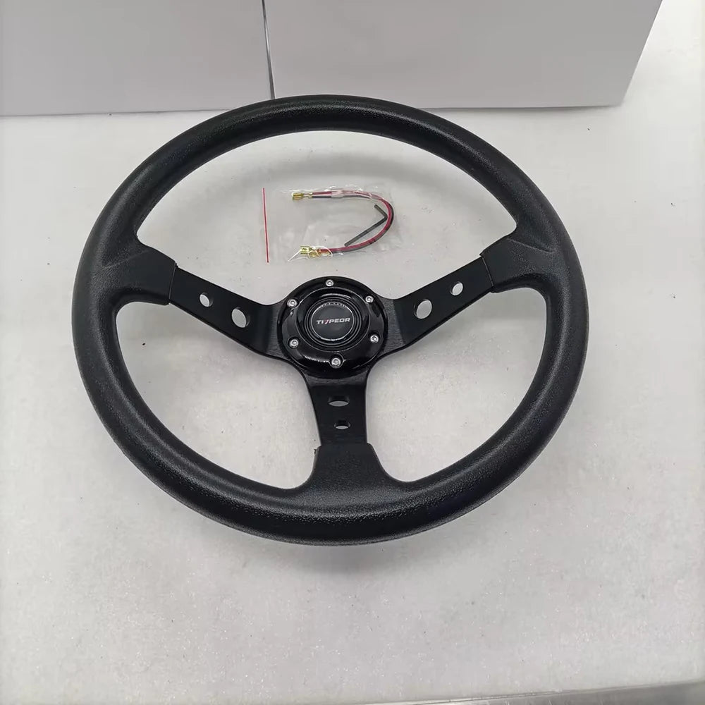 14" Universal Racing Steering Wheel (PU Leather Grip)