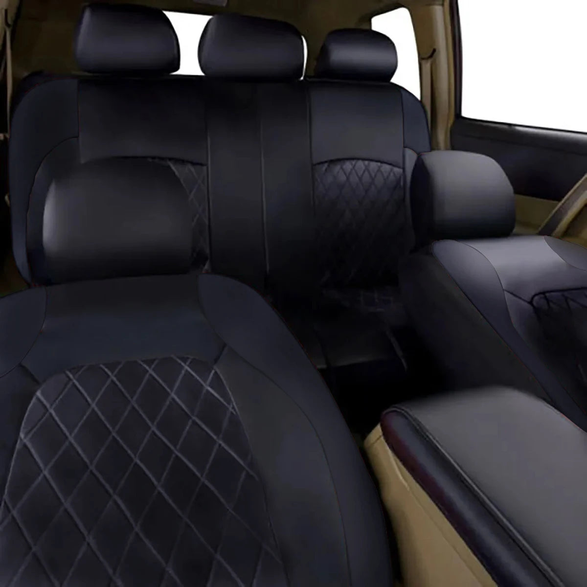 All-Season Quilted PU Leather Seat Covers (Full Set)