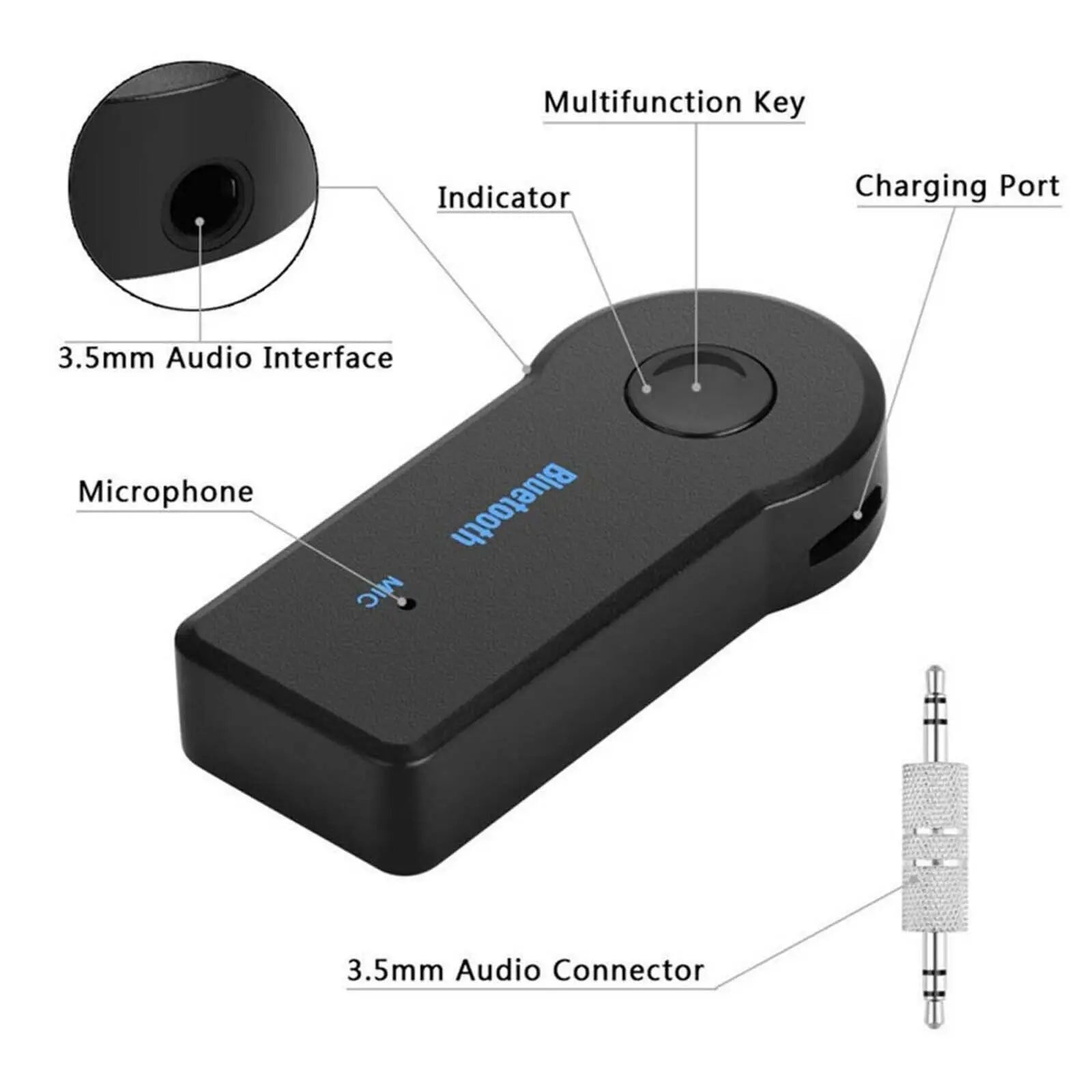 2-in-1 Bluetooth 5.0 Receiver + Hands-Free Adapter