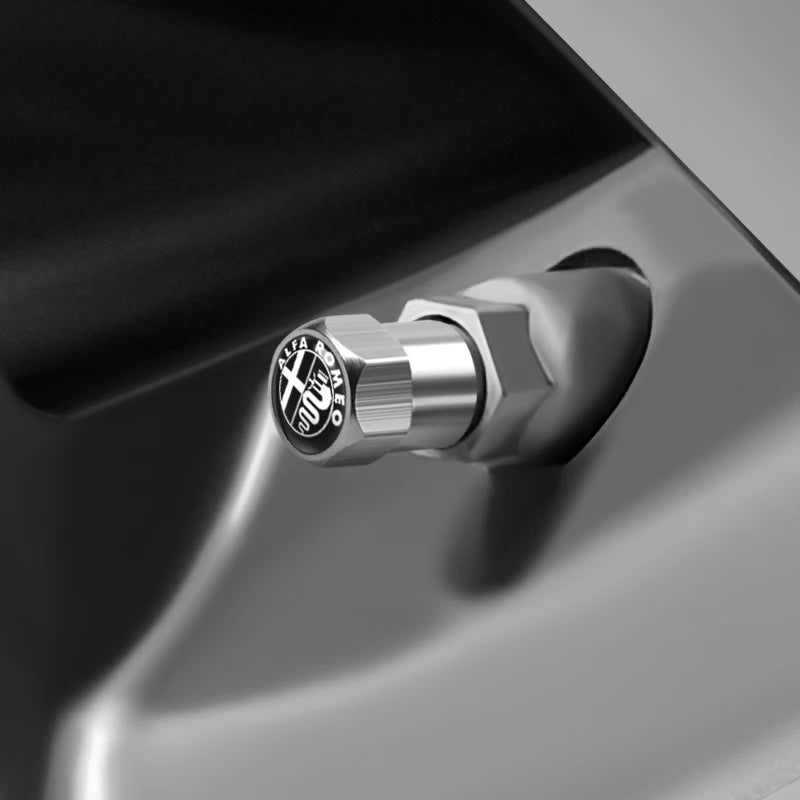 4-Pack Aluminum Valve Stem Caps (Alfa Romeo OEM Style)