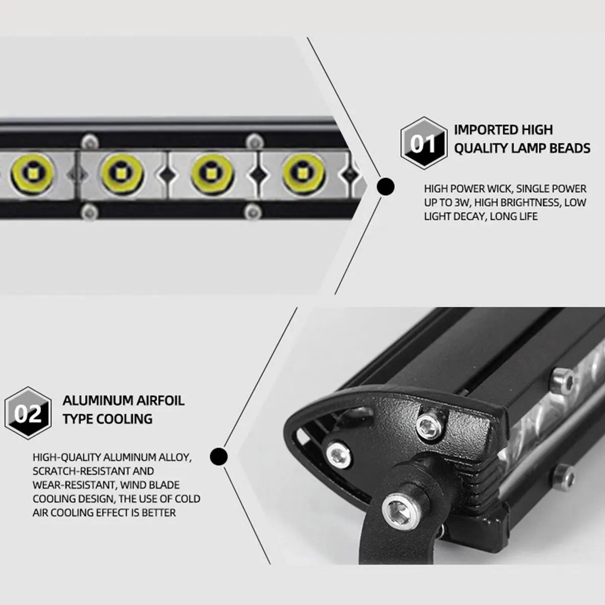 2-Pack 36W LED Light Bars (12-LED, 6000K White)
