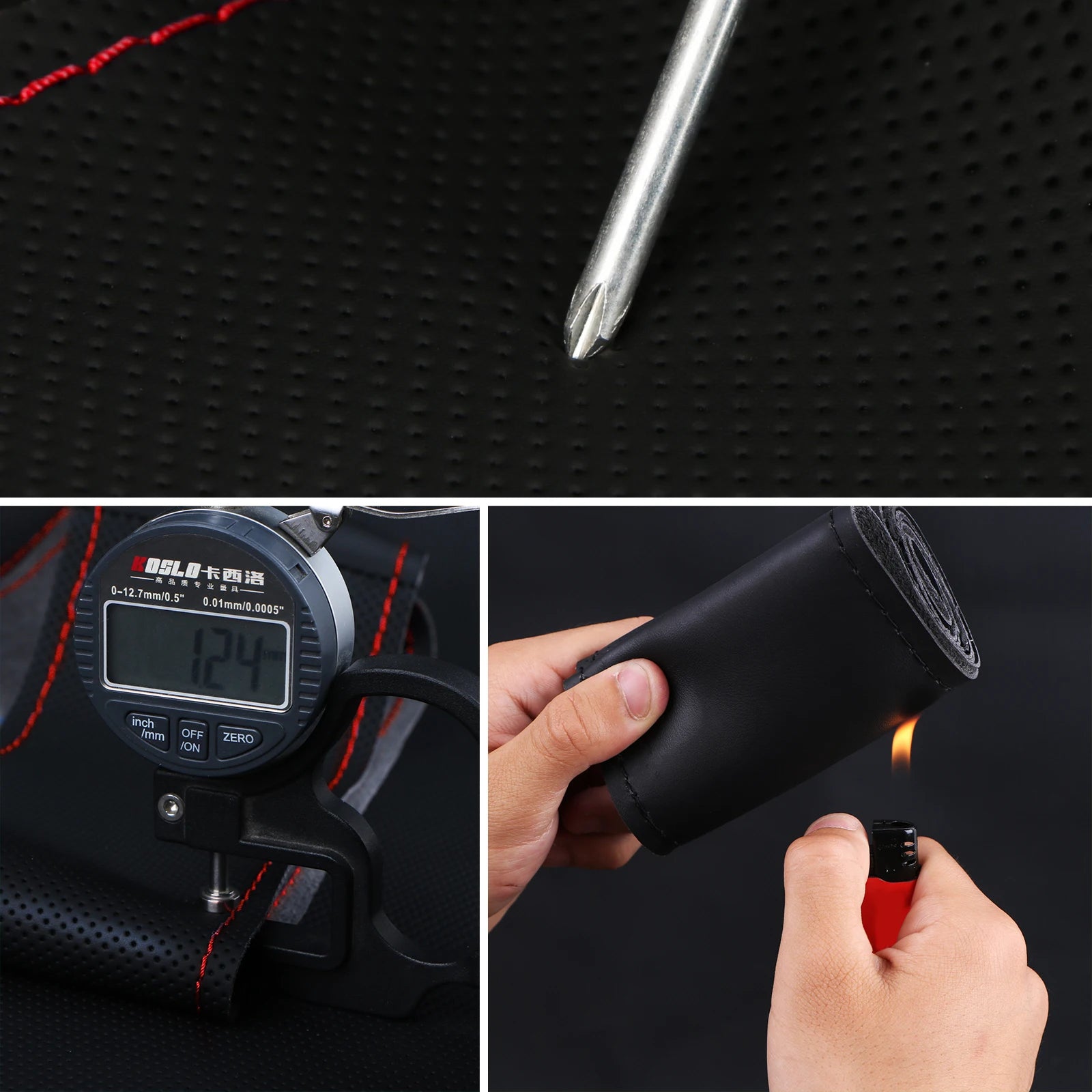 Premium Nappa Leather Steering Wheel Cover (38cm Universal Fit)