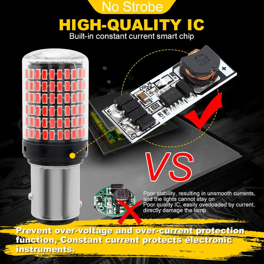 2x 1157 BAY15D LED Bulbs – 144 SMD (Brake/Reverse/Tail Lights)