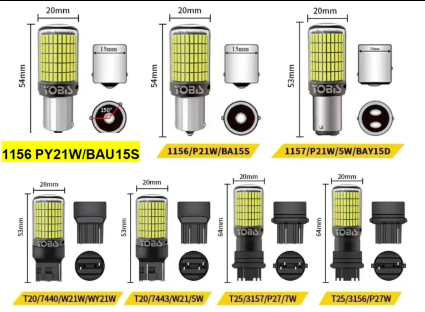 2x 1157 BAY15D LED Bulbs – 144 SMD (Brake/Reverse/Tail Lights)