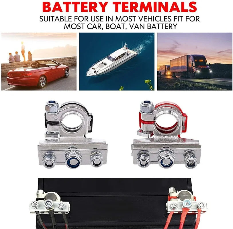 12V/24V Heavy-Duty Battery Terminals (1 Pair – Top Post)