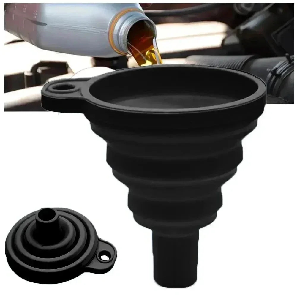 Universal Silicone Car Funnel (Foldable & Leak-Proof)