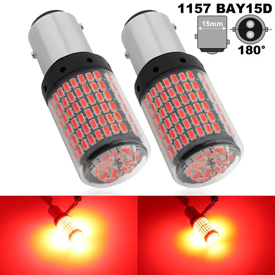 2x 1157 BAY15D LED Bulbs – 144 SMD (Brake/Reverse/Tail Lights)