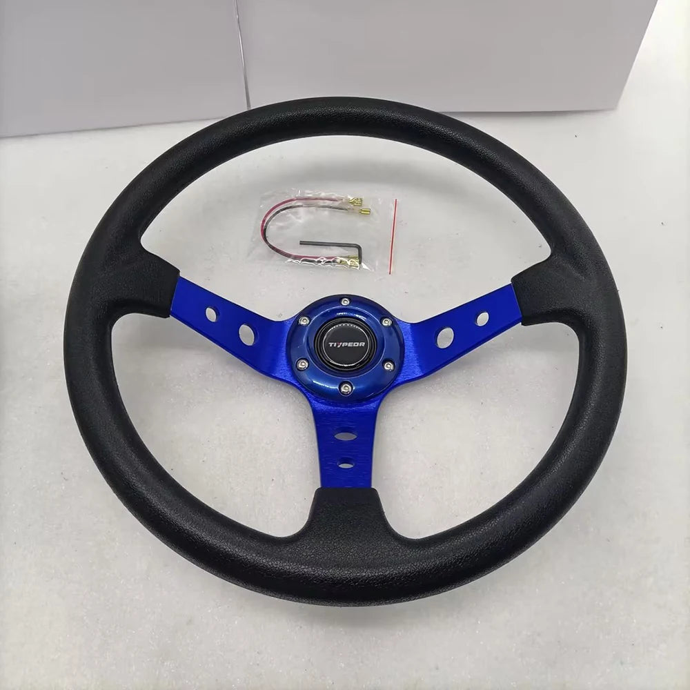 14" Universal Racing Steering Wheel (PU Leather Grip)