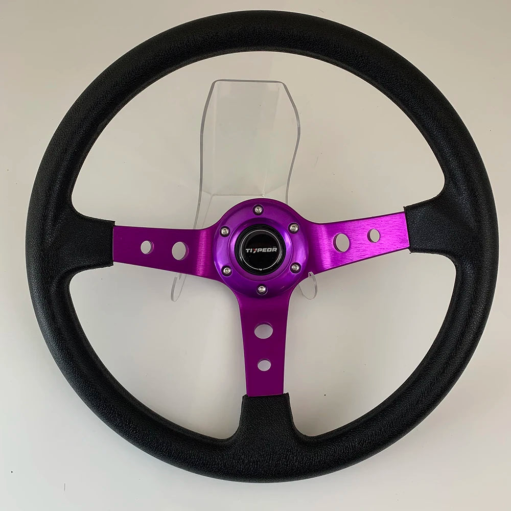 14" Universal Racing Steering Wheel (PU Leather Grip)