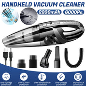 12000Pa Cordless Car Vacuum (Wet/Dry, USB-C Charging)