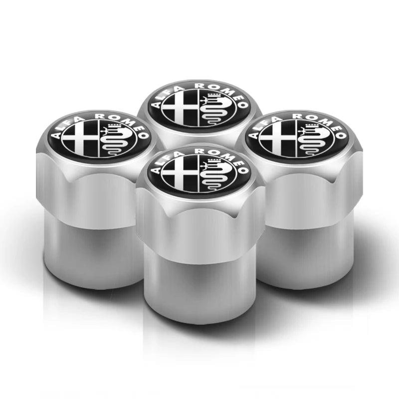 4-Pack Aluminum Valve Stem Caps (Alfa Romeo OEM Style)