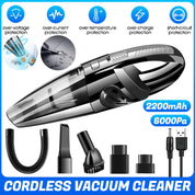 12000Pa Cordless Car Vacuum (Wet/Dry, USB-C Charging)