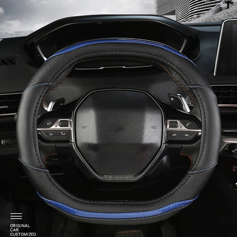 Carbon Fiber + PU Leather Steering Wheel Cover (Peugeot 3008/4008/5008)