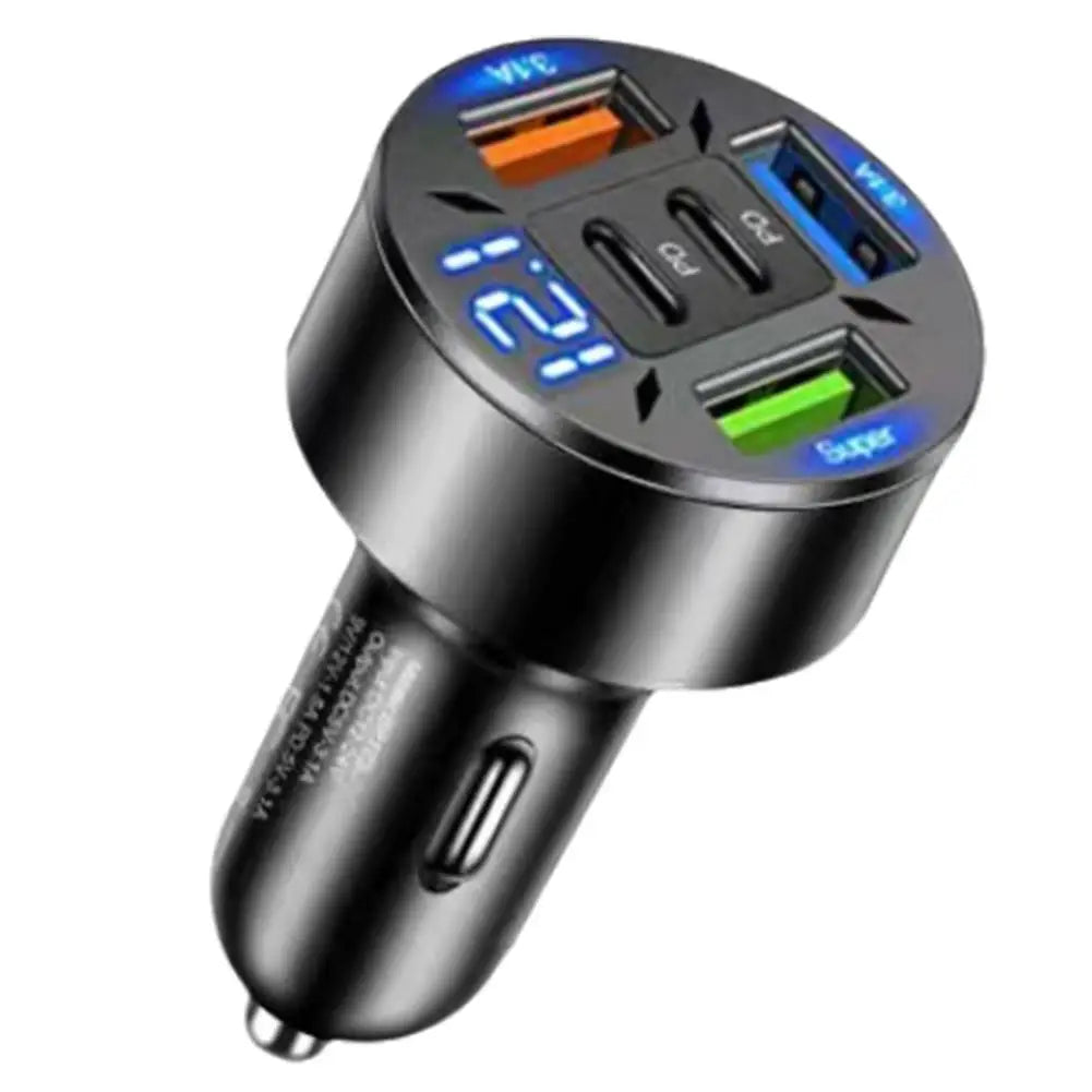 3-Port Digital Display Car Charger (PD Fast Charging)