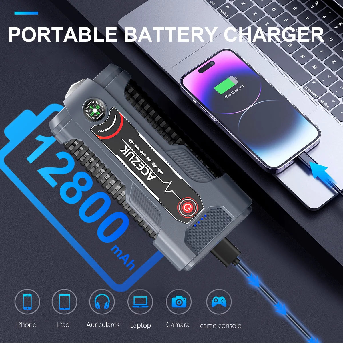 12V Portable Car Jump Starter & Battery Booster