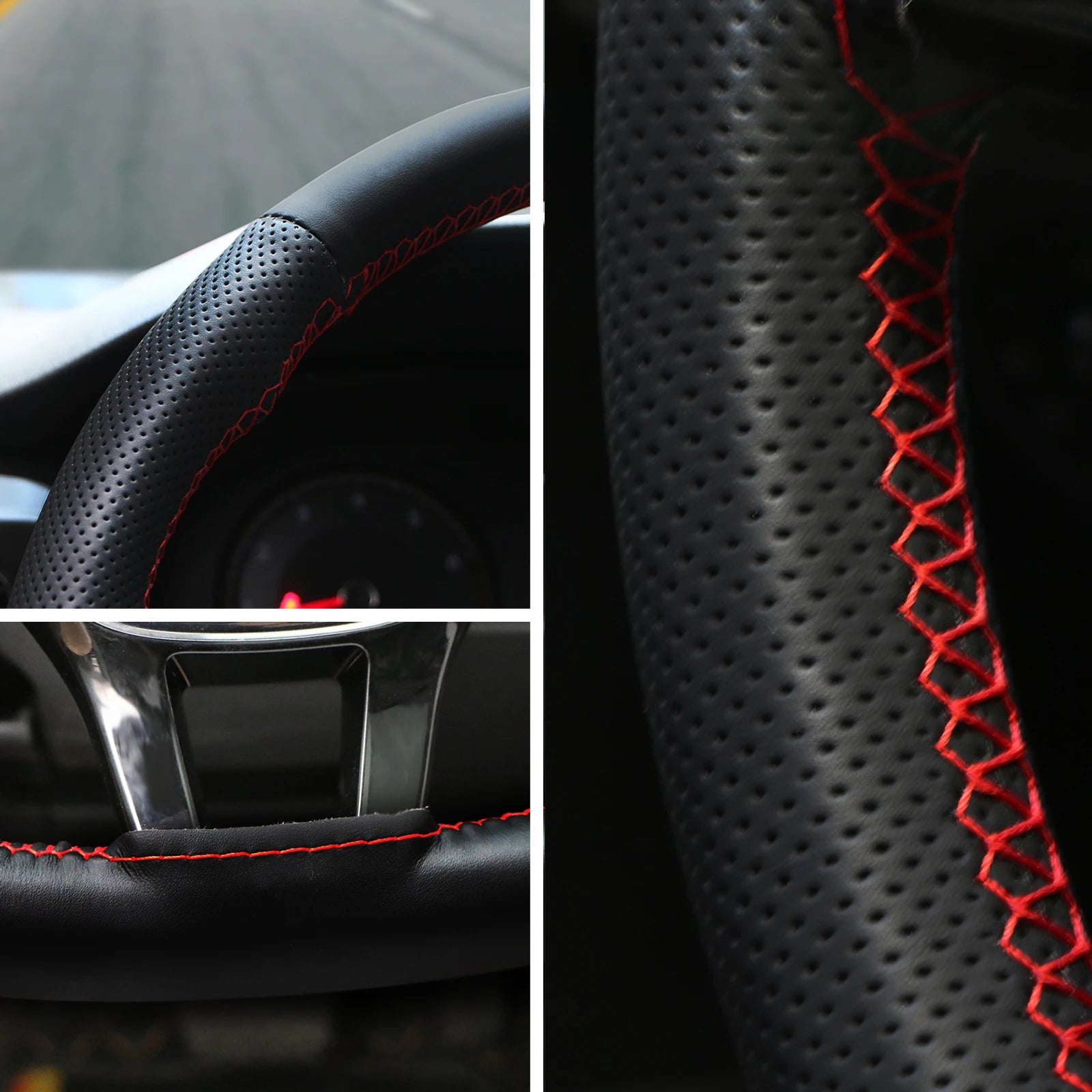 Premium Nappa Leather Steering Wheel Cover (38cm Universal Fit)