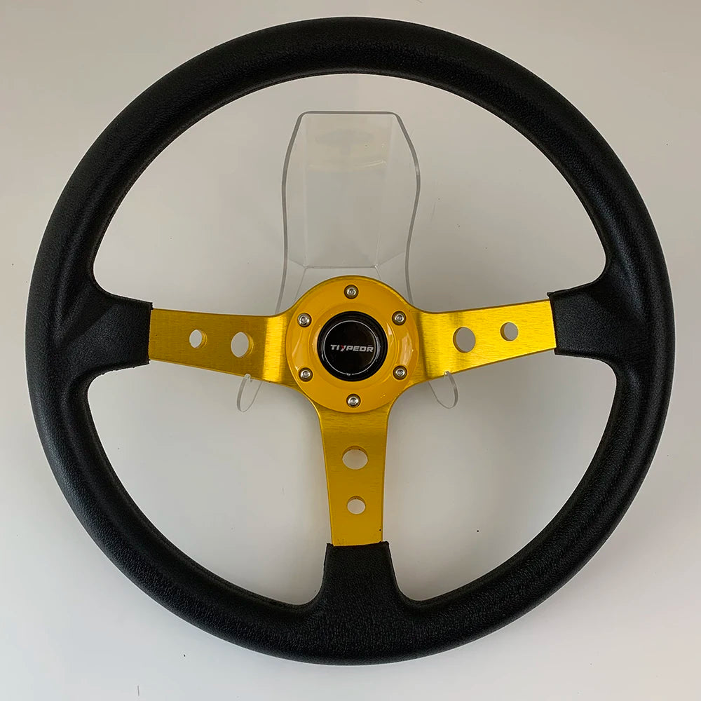 14" Universal Racing Steering Wheel (PU Leather Grip)