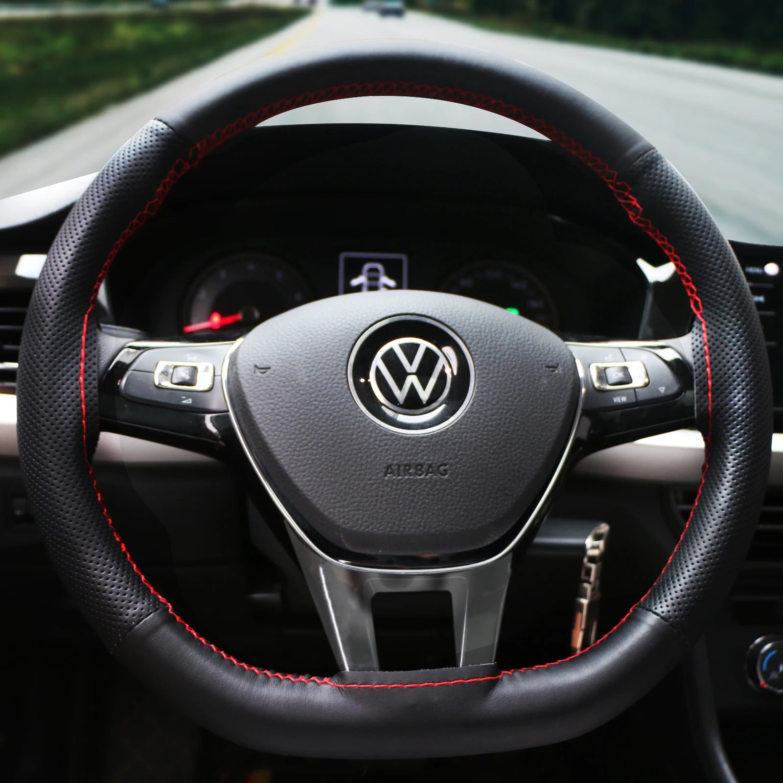 Premium Nappa Leather Steering Wheel Cover (38cm Universal Fit)