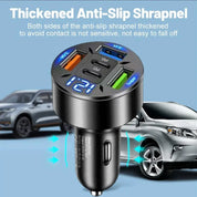 3-Port Digital Display Car Charger (PD Fast Charging)