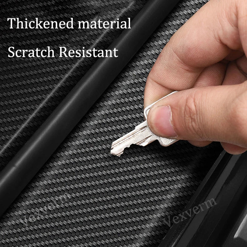 4-Pack Carbon Fiber Leather Door Sill Guards
