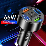 3-Port Digital Display Car Charger (PD Fast Charging)