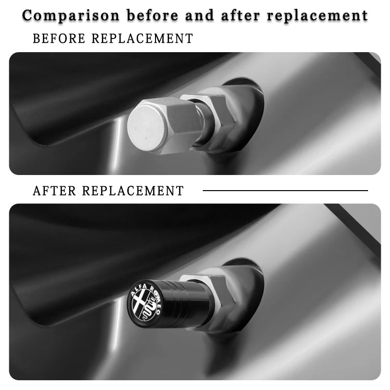 4-Pack Aluminum Valve Stem Caps (Alfa Romeo OEM Style)