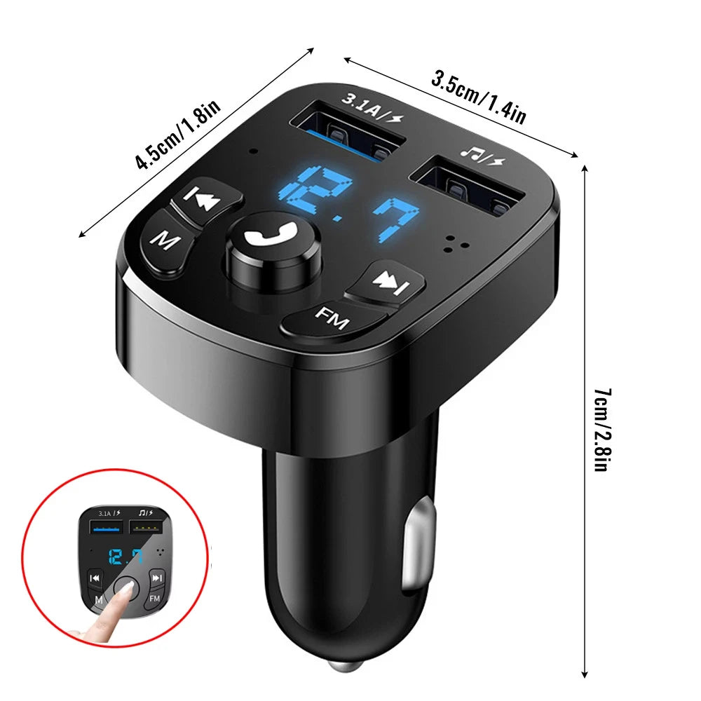 Bluetooth 5.0 FM Transmitter & Dual USB Car Charger