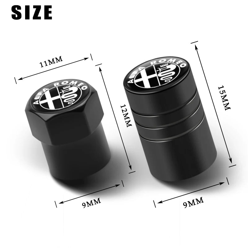 4-Pack Aluminum Valve Stem Caps (Alfa Romeo OEM Style)