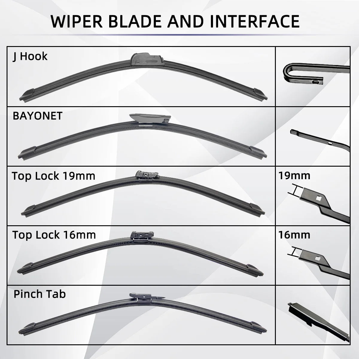 Universal Slim Top Lock Wiper Blades (OEM Quality – J-Hook Fit)