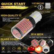 2x 1157 BAY15D LED Bulbs – 144 SMD (Brake/Reverse/Tail Lights)